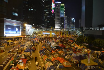 金鐘(アドミラリティ)の香港デモ隊テント